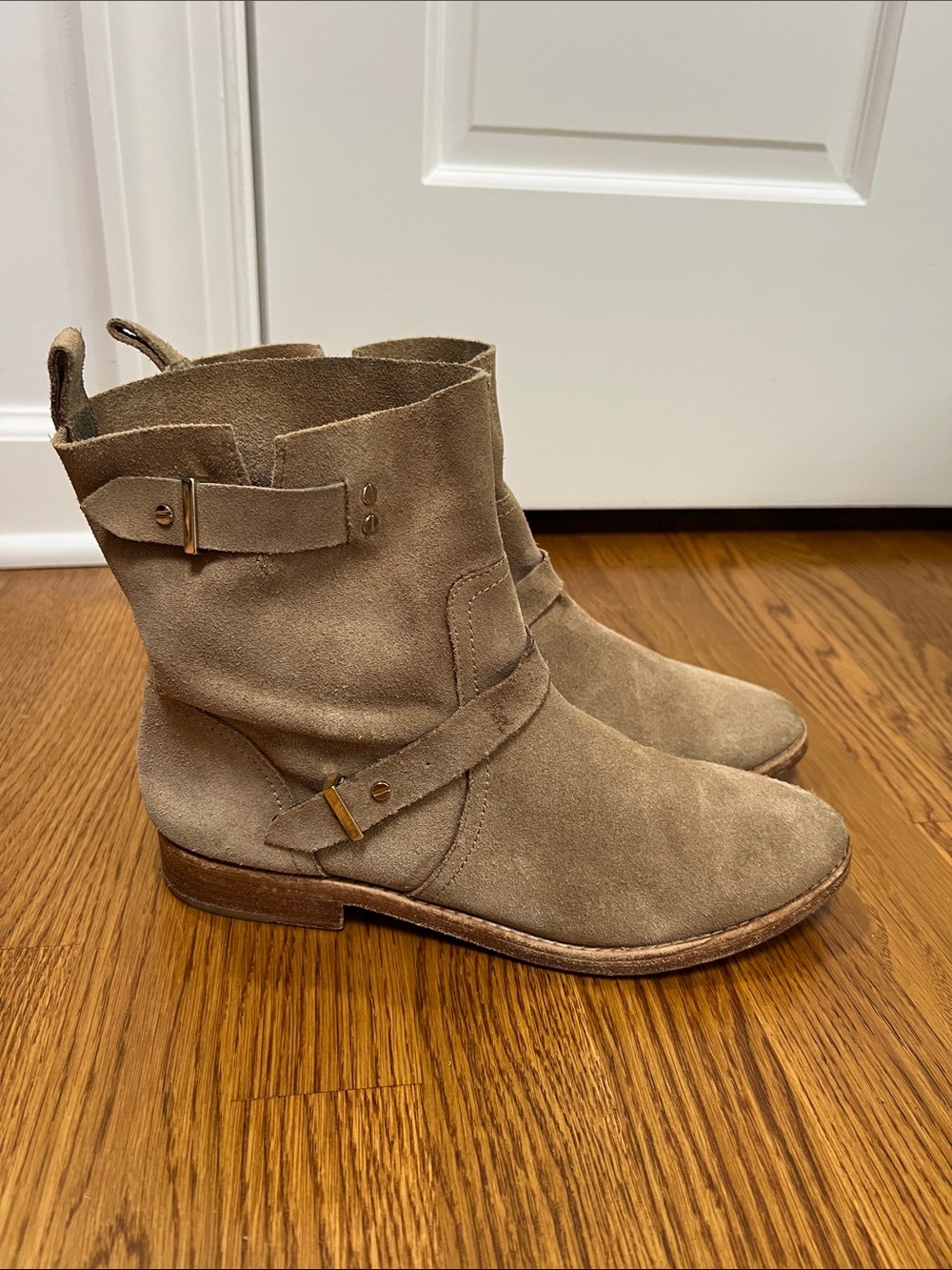 Joie Hoxton Suede Buckle Moto Bootie - Size 38.5